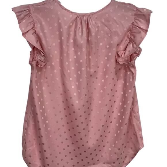 Status by Chenault Light Pink Polka Dot Ruffle Cap Sleeve Top NWT Medium - Picture 3 of 3